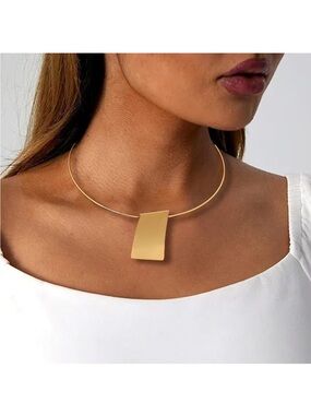 Gold Geometric Choker Necklace - Minimalist Women Jewelry